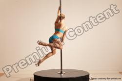 Underwear Gymnastic poses Woman White Moving poses Slim long blond Dynamic poses Academic